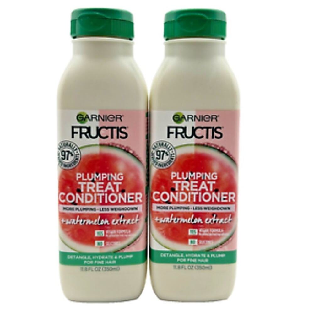 Lot of 2 Garnier Fructis Plumping Watermelon Hair Treat CONDITIONER 11.8 oz